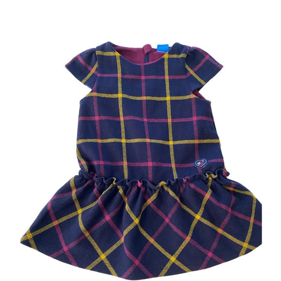 Les enphants tartan navy purple 2 year old party dress - Picture 1 of 5